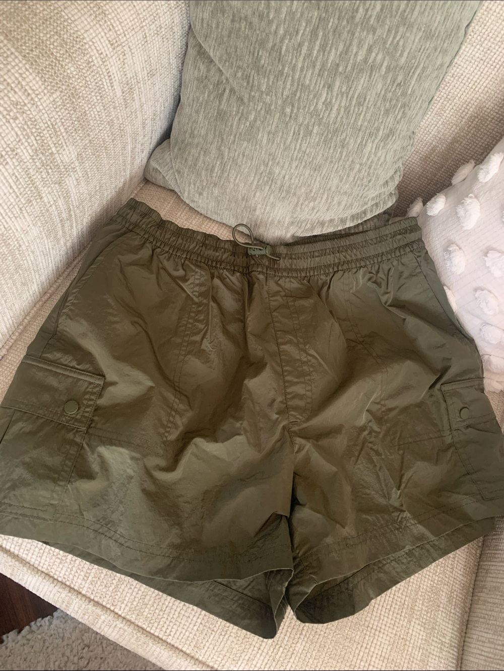 PINK Victoria's Secret Olive Cargo Drawstring Shorts